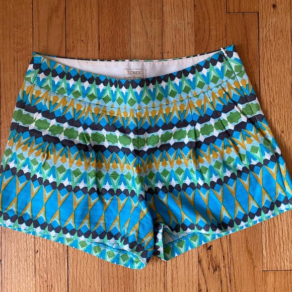 J.Crew Linen Pleat Print Shorts Size 0 - Picture 2 of 2
